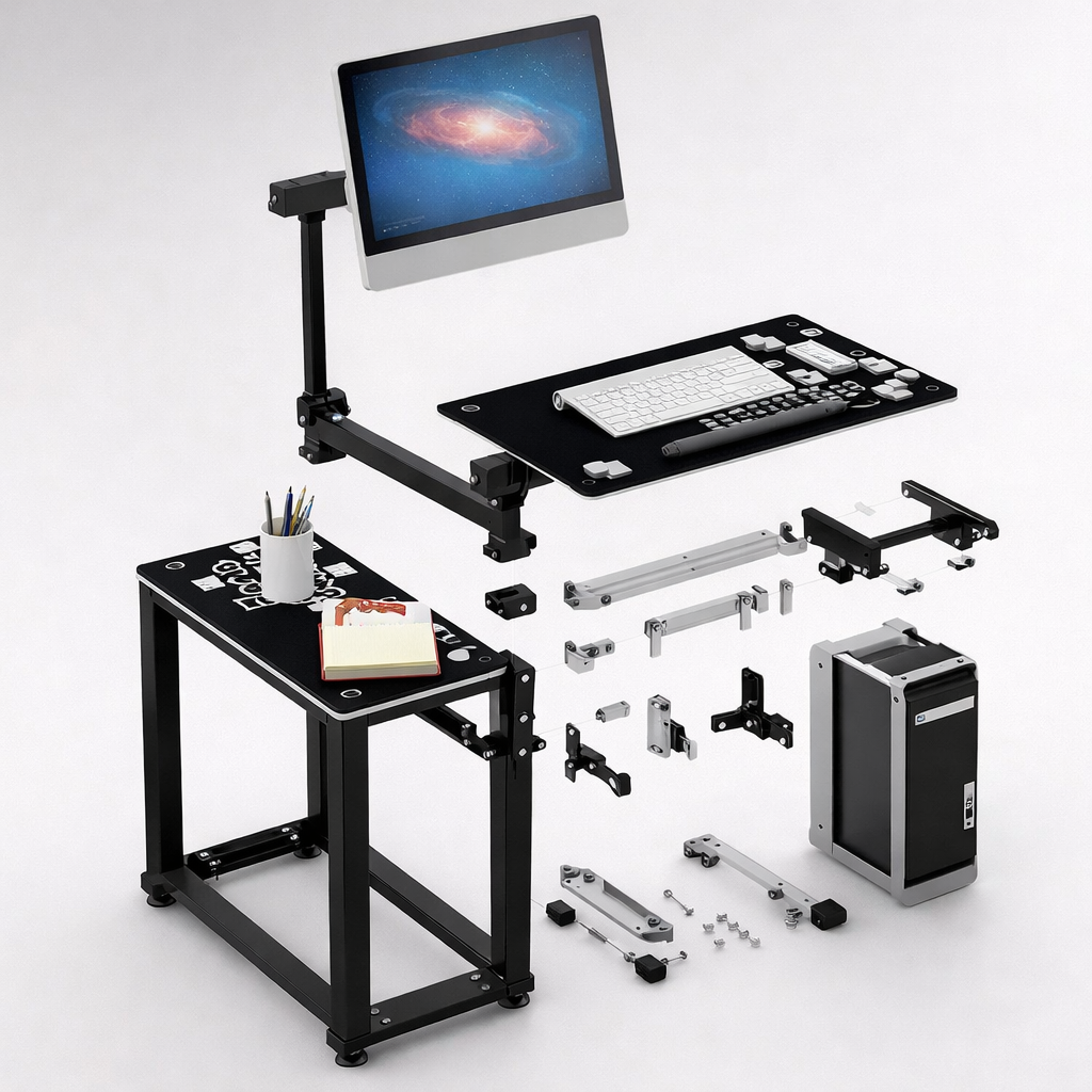 Bureau Assis-Debout Mobile Réglable en Hauteur - Poste de Travail Ergonomique sur Roulettes