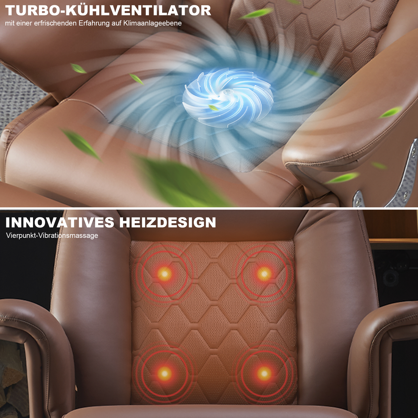 Fauteuil de direction massant Luca – Siège de bureau ergonomique