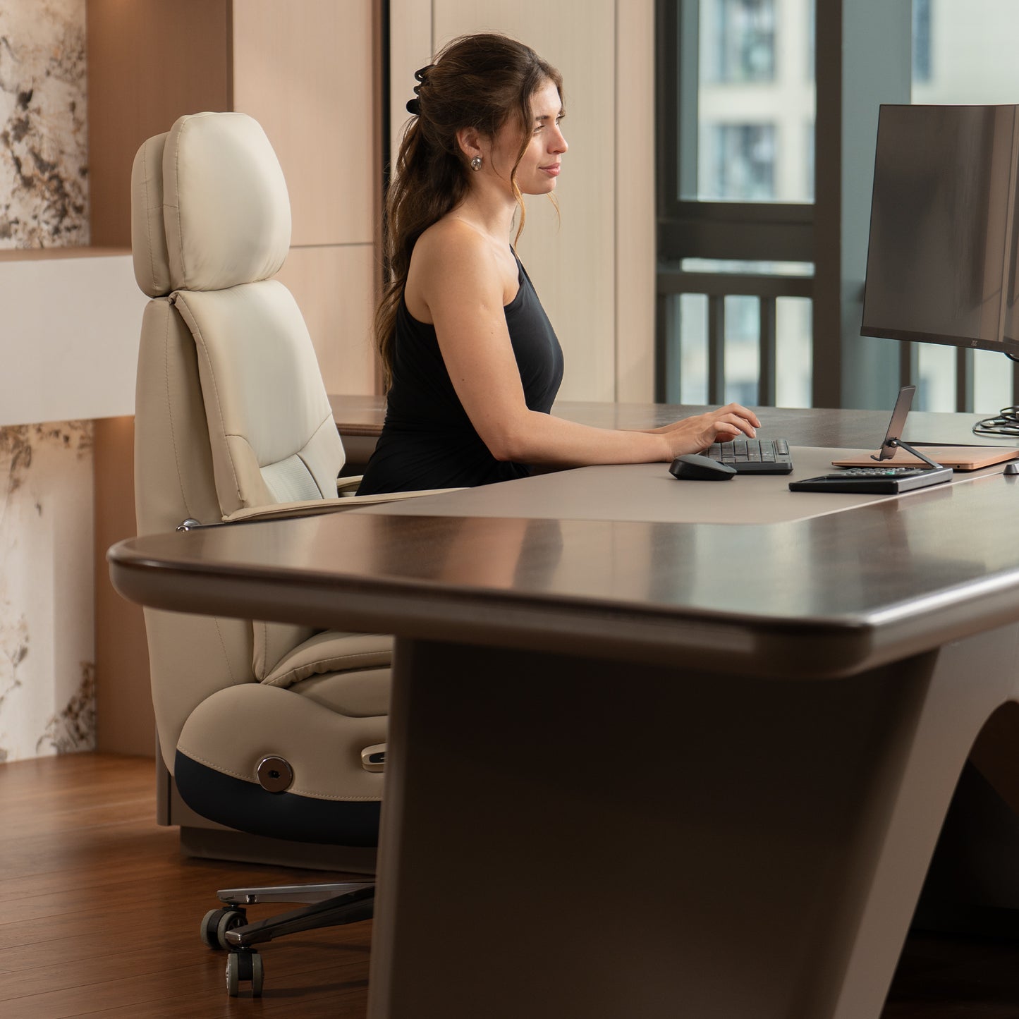Fauteuil de bureau inclinable Carlo – Siège relax électrique en cuir