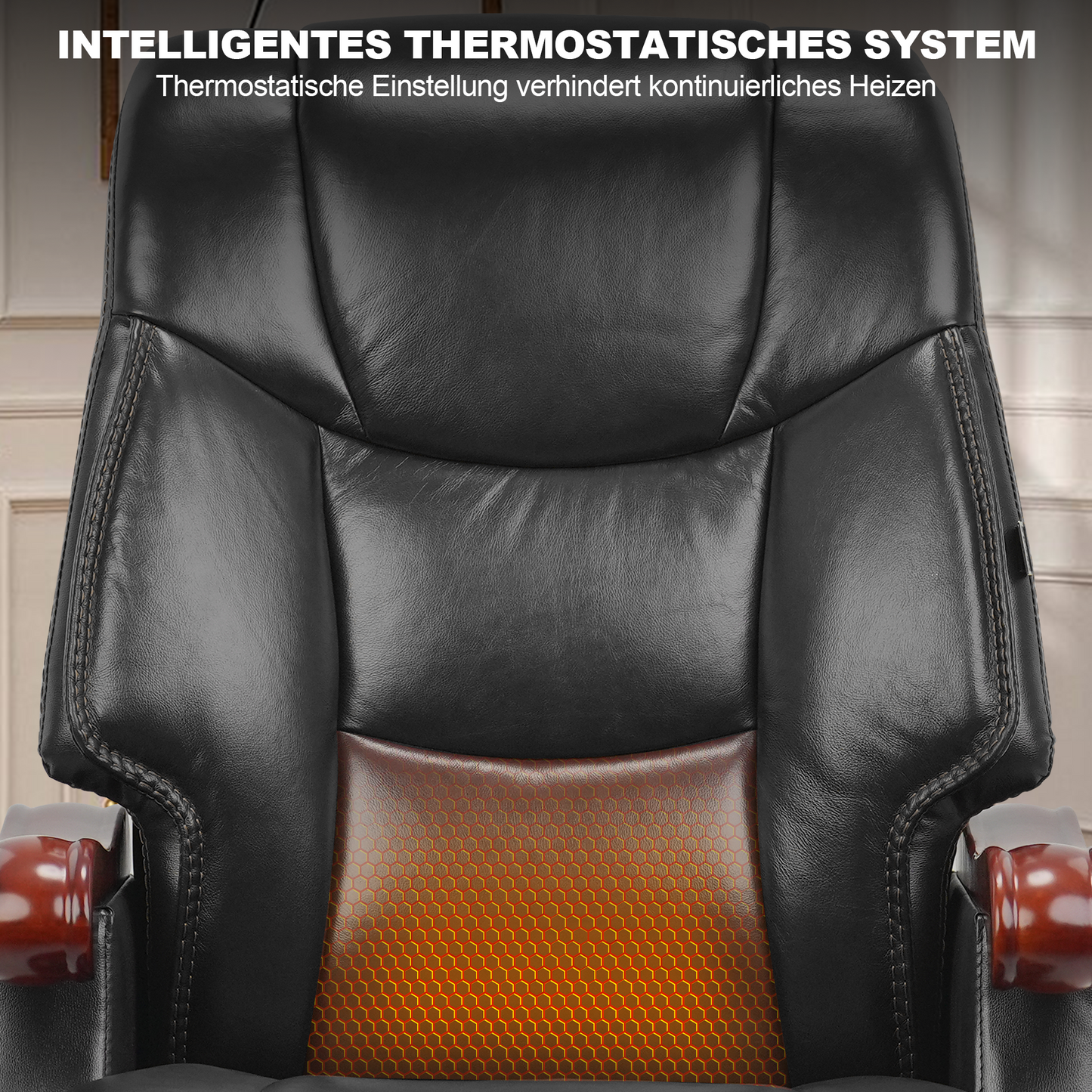 Fauteuil de bureau Jones en cuir véritable – Massage & Inclinaison électrique
