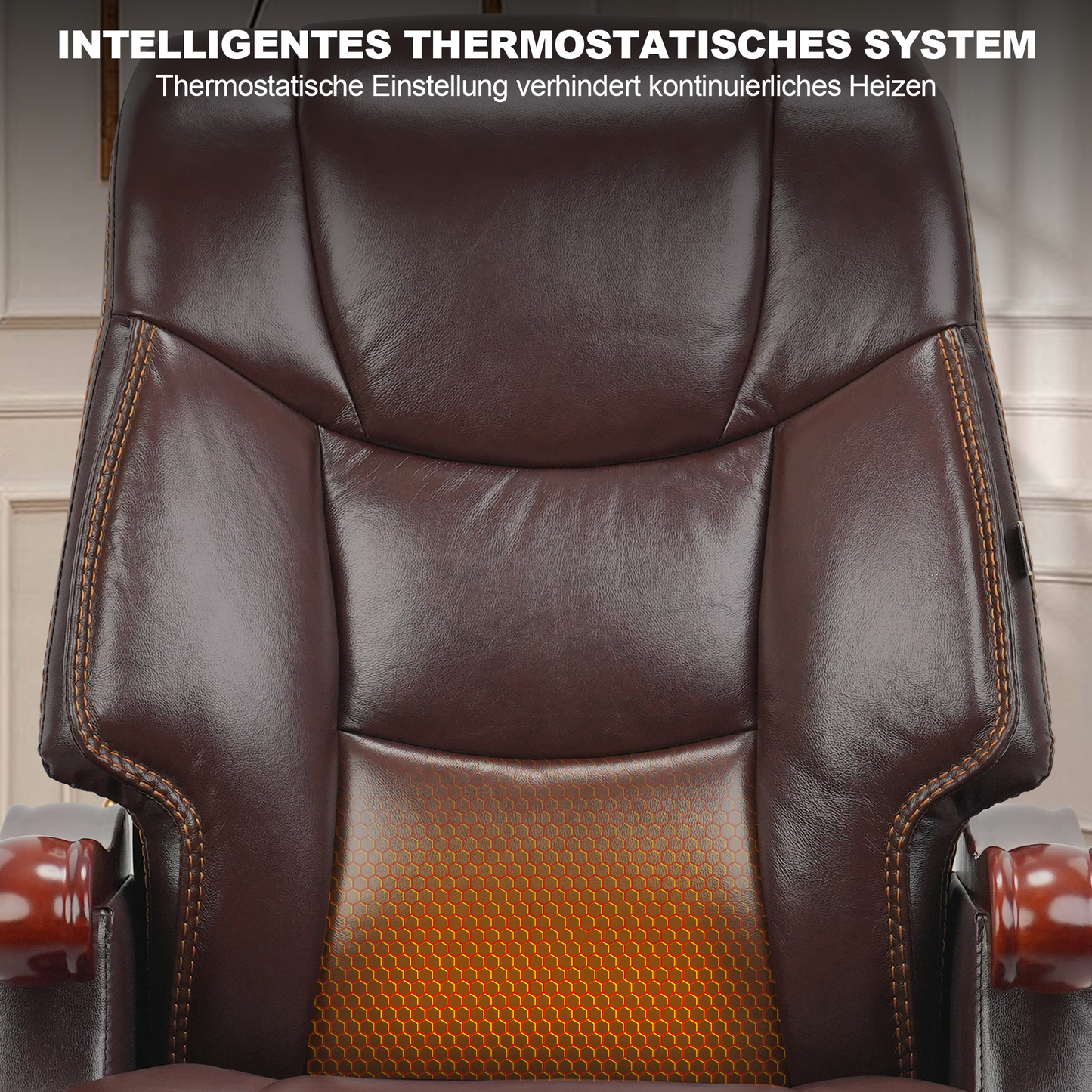 Fauteuil de bureau Jones en cuir véritable – Massage & Inclinaison électrique