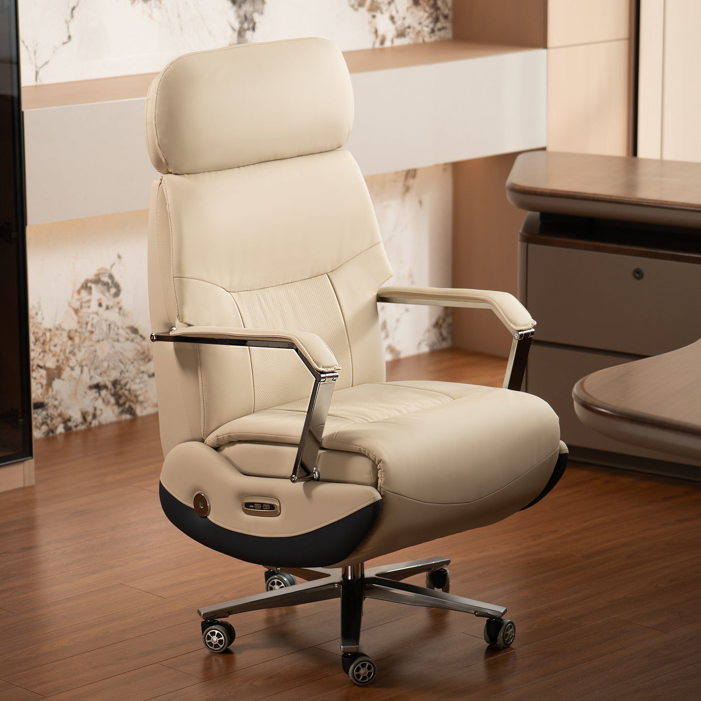 Fauteuil de bureau inclinable Carlo – Siège relax électrique en cuir