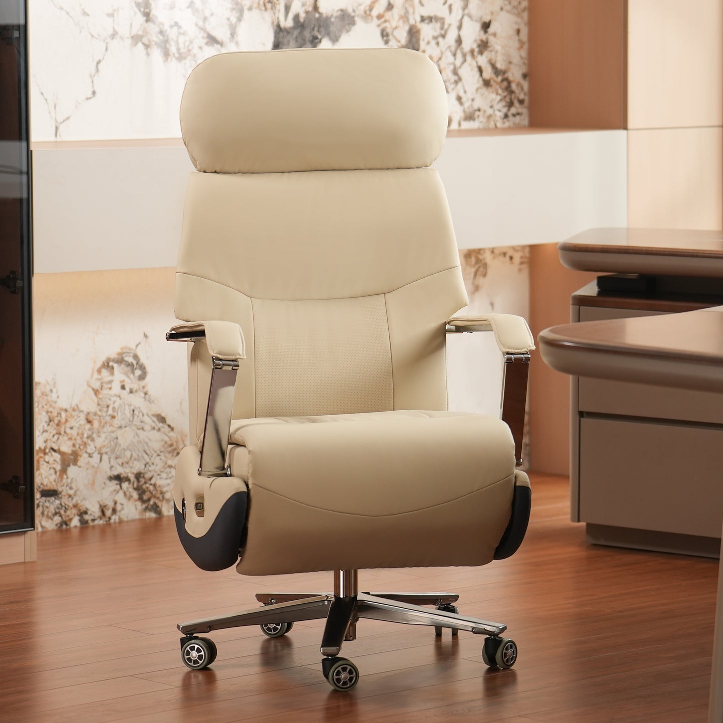 Fauteuil de bureau inclinable Carlo – Siège relax électrique en cuir