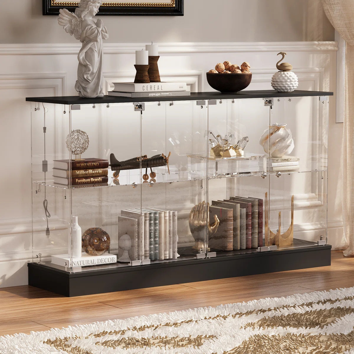 Vitrine en Verre avec Serrure et Éclairage LED – Magnus