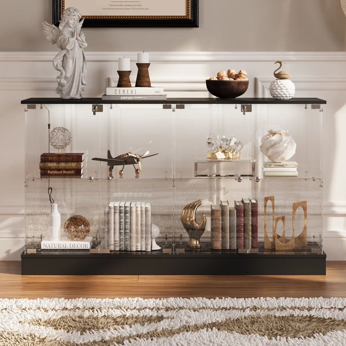 Vitrine en Verre avec Serrure et Éclairage LED – Magnus