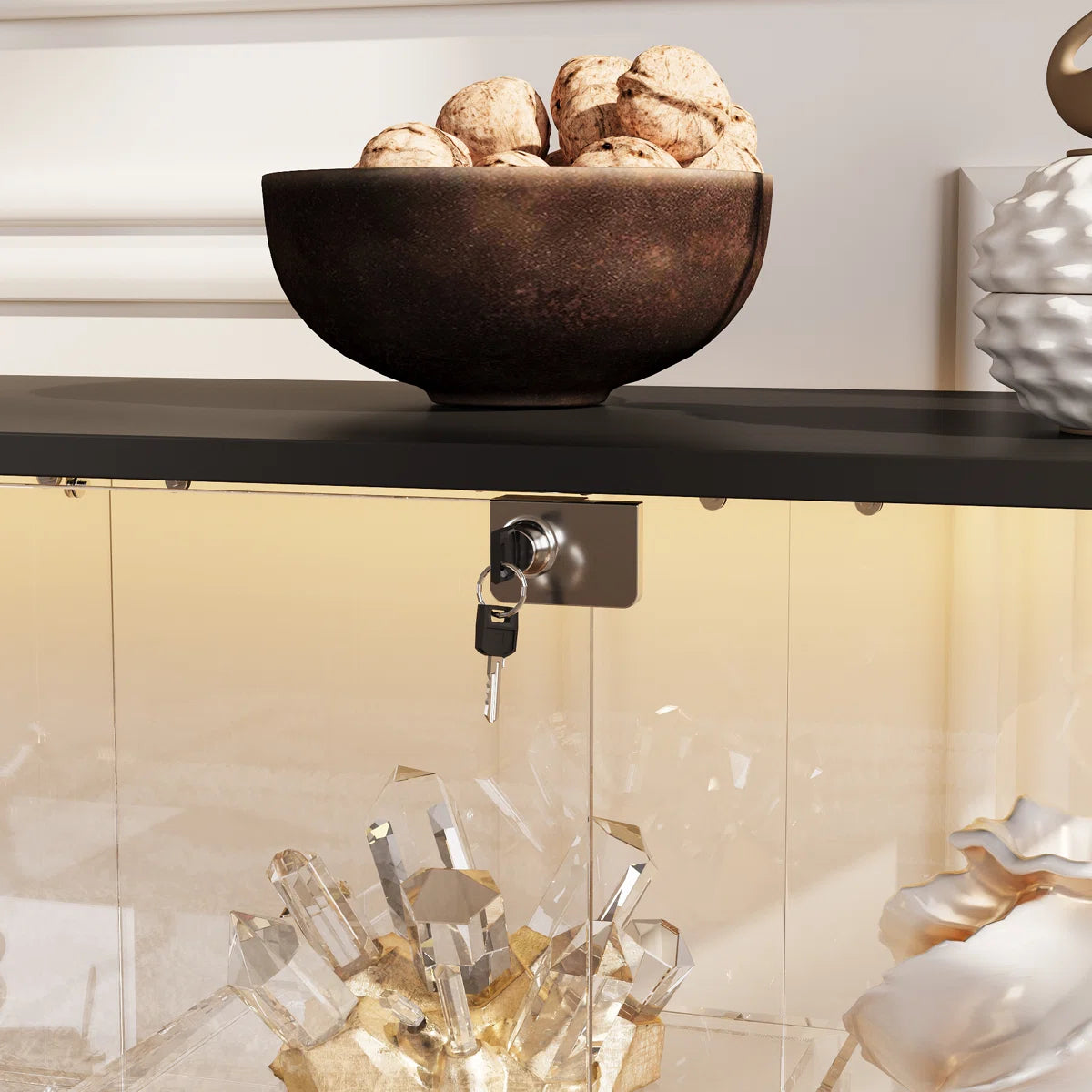 Vitrine en Verre avec Serrure et Éclairage LED – Magnus