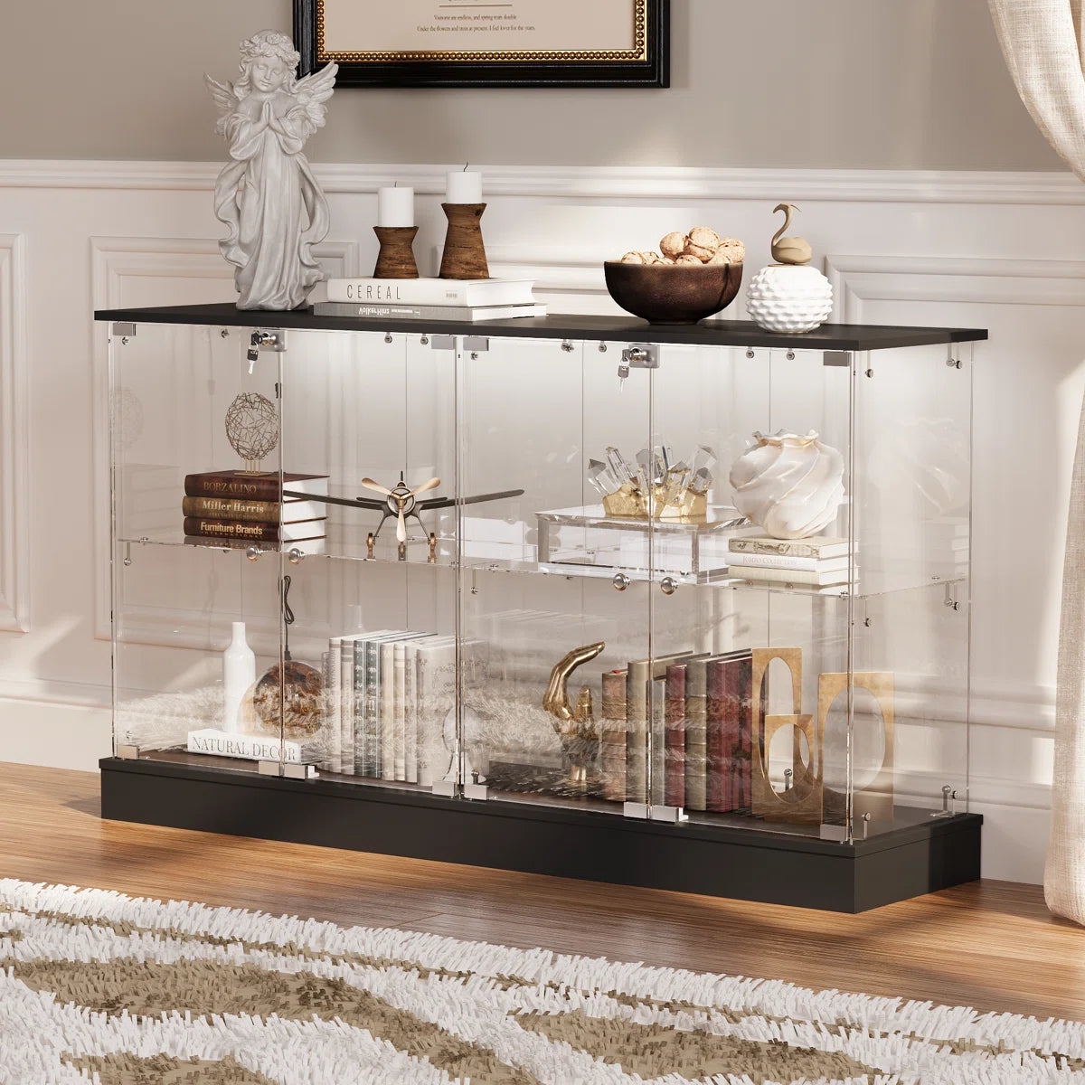 Vitrine en Verre avec Serrure et Éclairage LED – Magnus