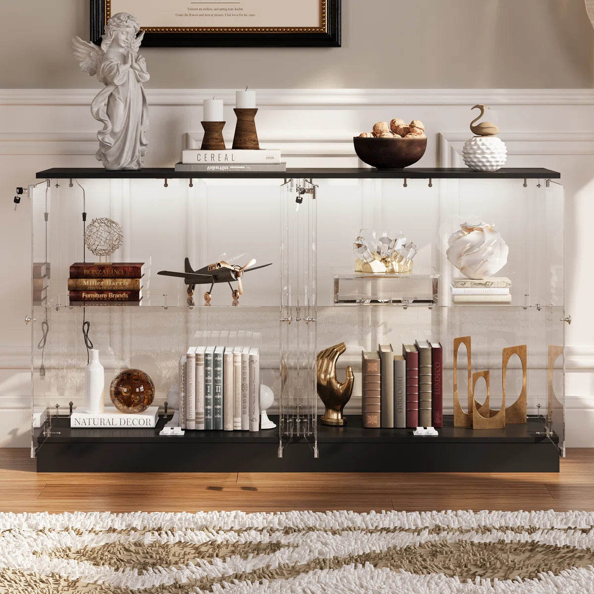 Vitrine en Verre avec Serrure et Éclairage LED – Magnus