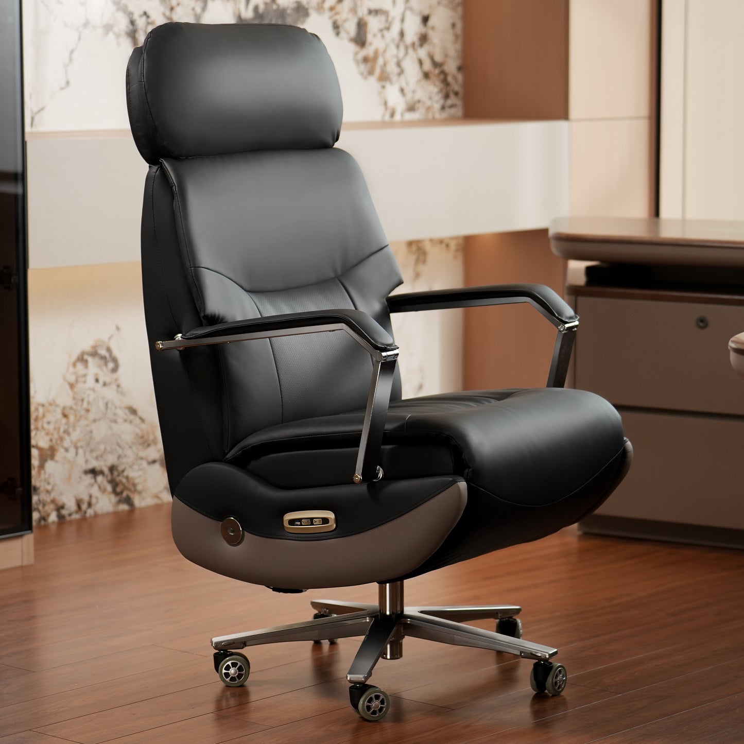 Fauteuil de bureau inclinable Carlo – Siège relax électrique en cuir