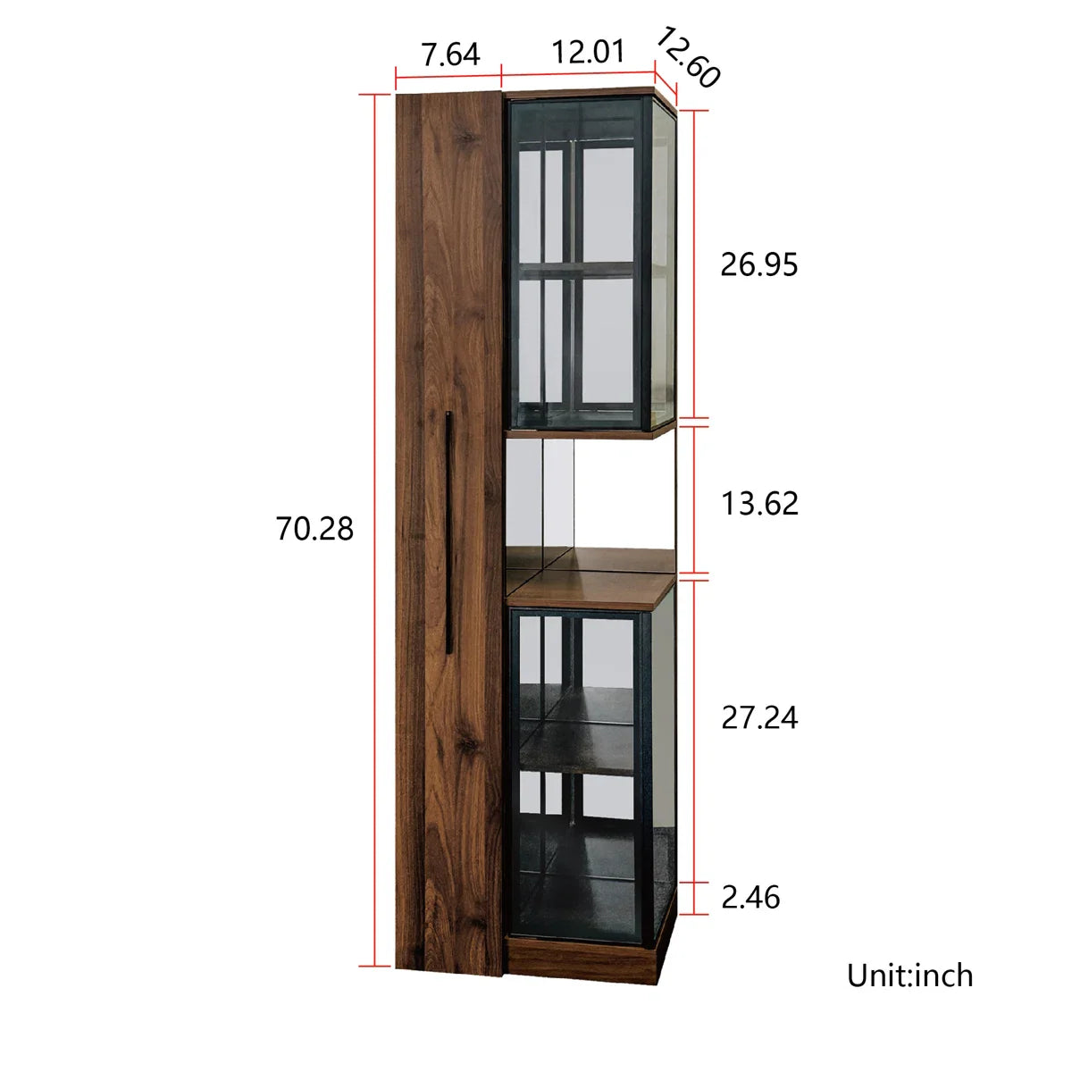 Vitrine d'Exposition Jones avec Éclairage LED – 178 cm