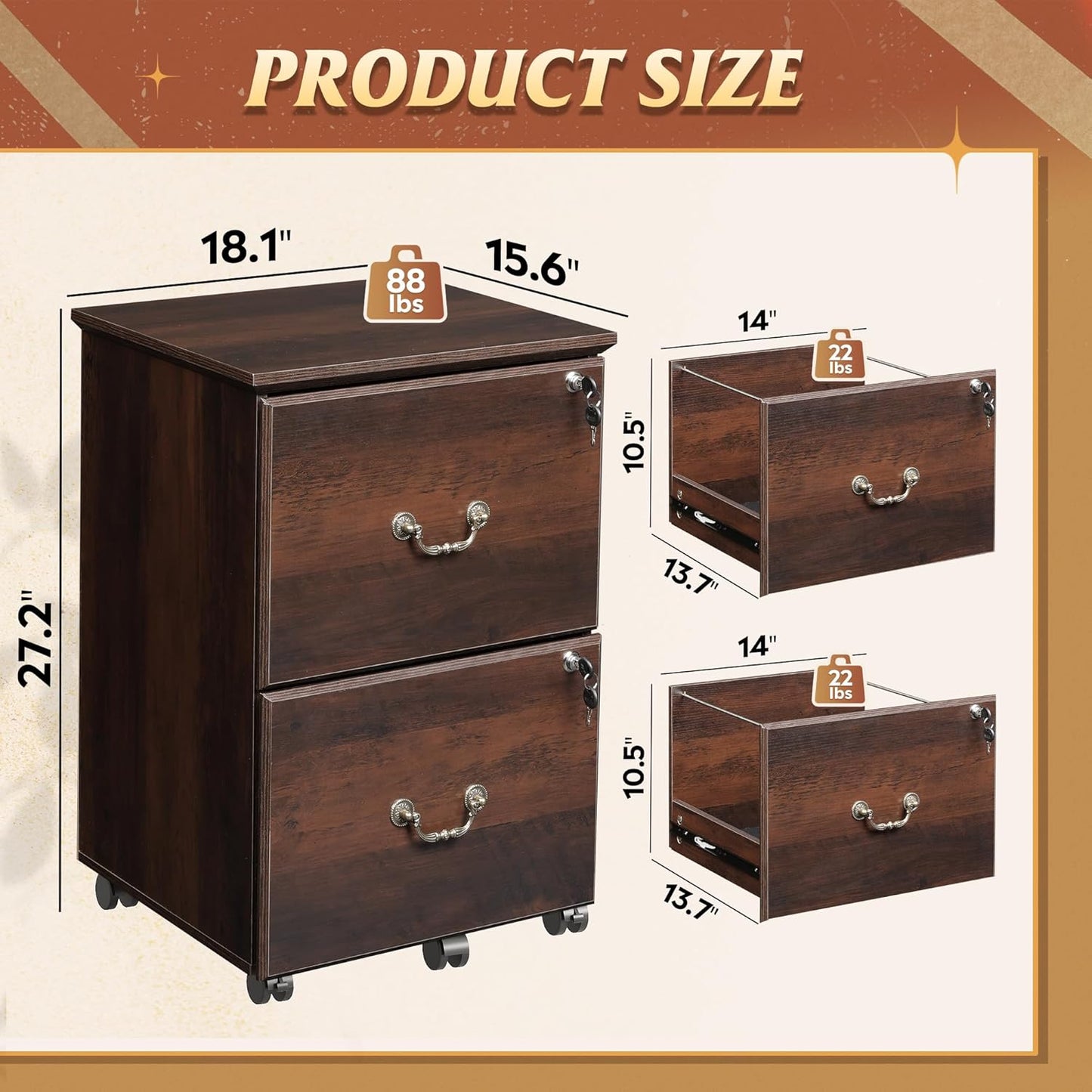 Caisson de Bureau à Roulettes Mason – 2 Tiroirs