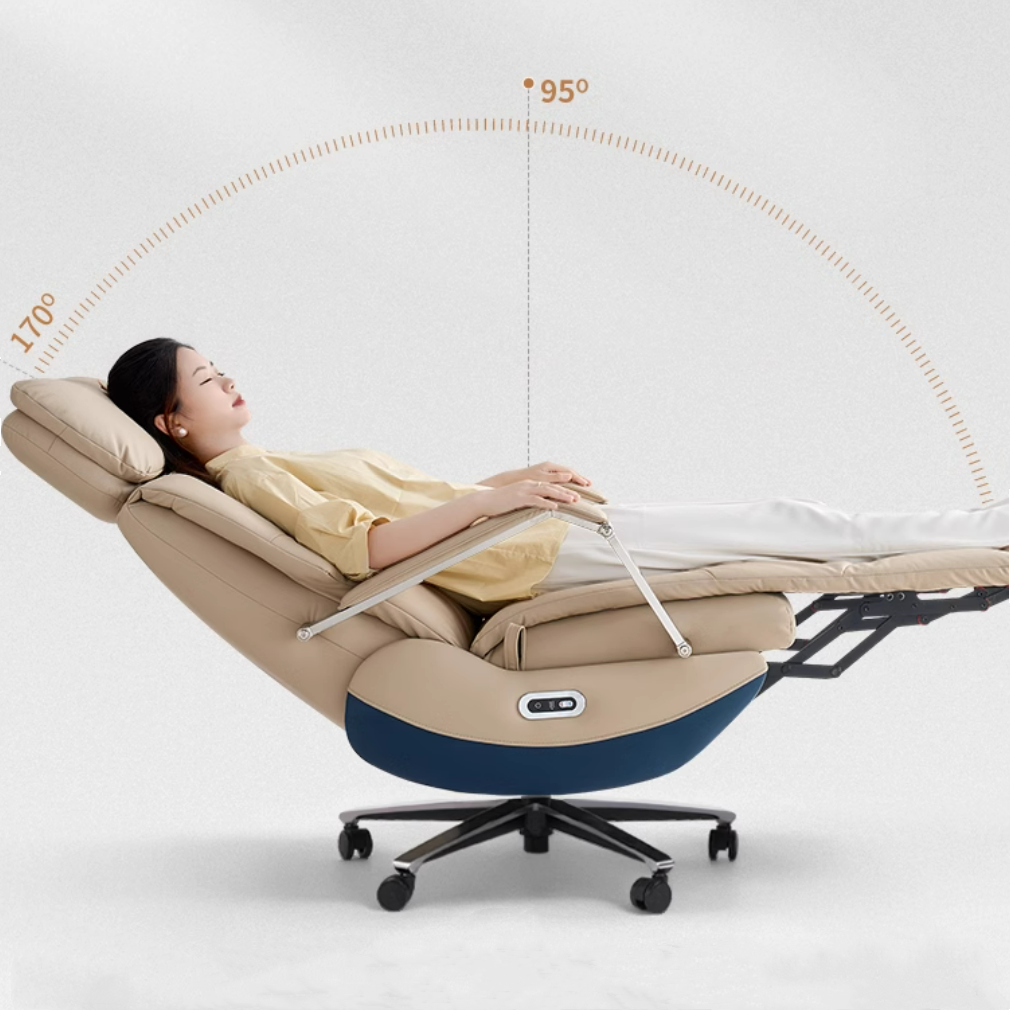 Fauteuil de bureau inclinable Carlo – Siège relax électrique en cuir