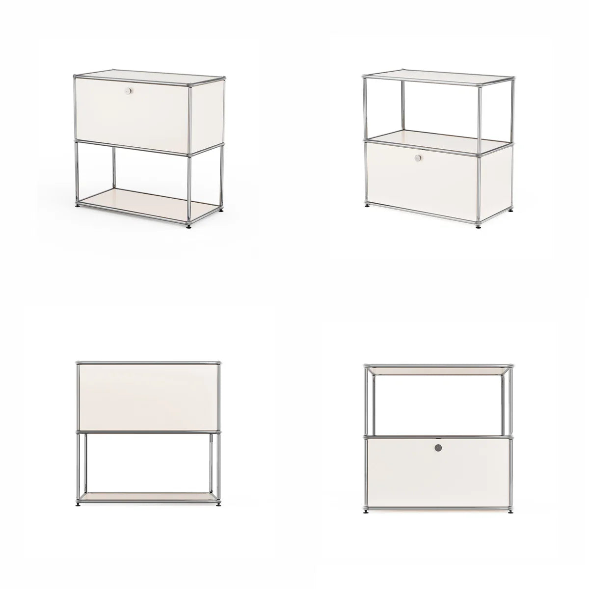 Table d'Appoint Moderne Ennio avec Coffre et Roulettes – Blanc