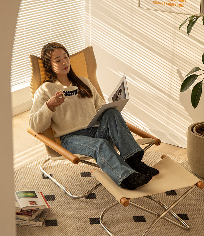 Nychair X Lounge Chair – Fauteuil pliable en tissu et hêtre
