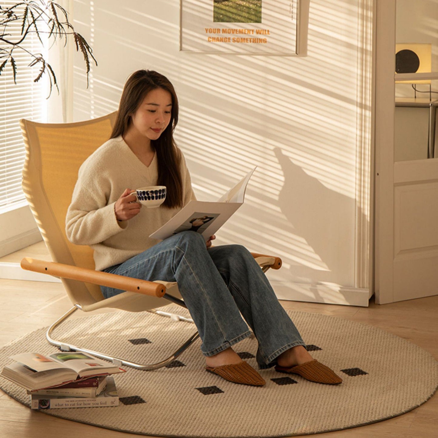 Nychair X Lounge Chair – Fauteuil pliable en tissu et hêtre