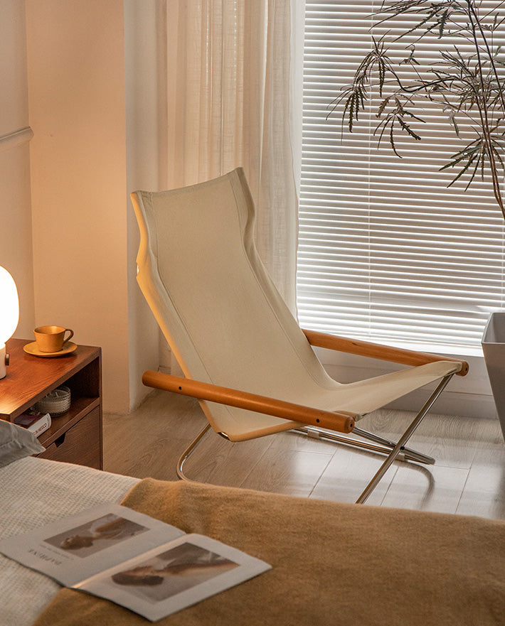 Nychair X Lounge Chair – Fauteuil pliable en tissu et hêtre