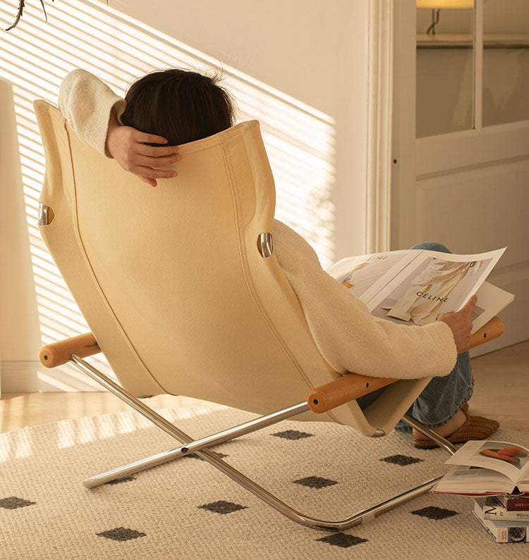 Nychair X Lounge Chair – Fauteuil pliable en tissu et hêtre