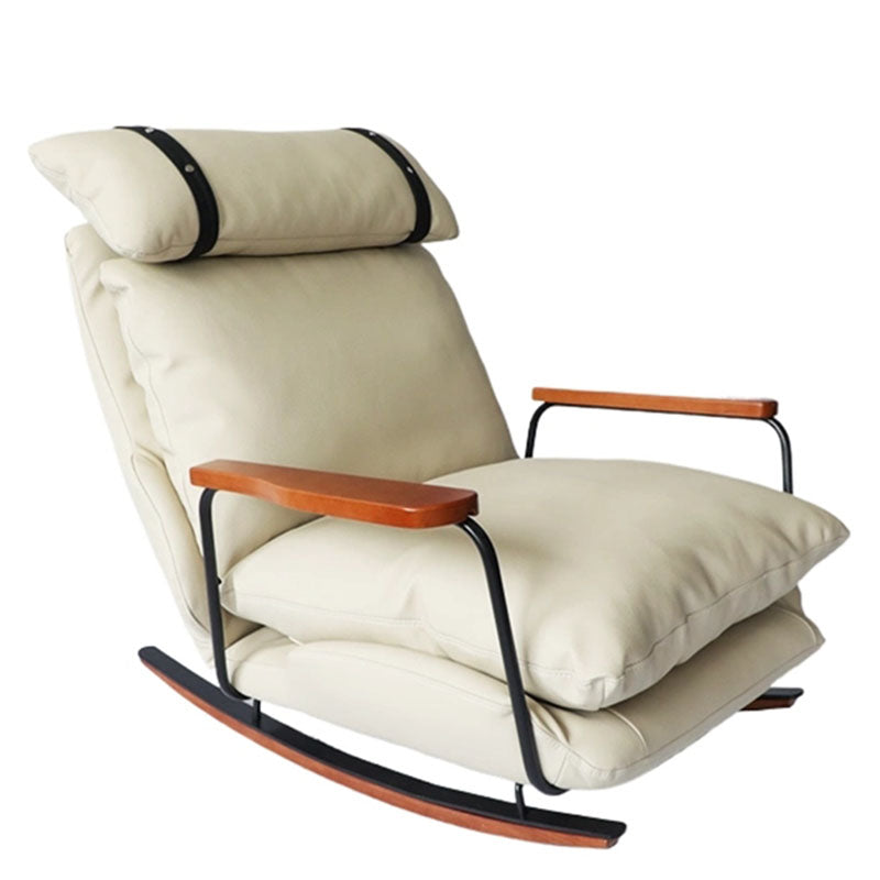 Fauteuil à bascule rétro en cuir – Rocking chair style français