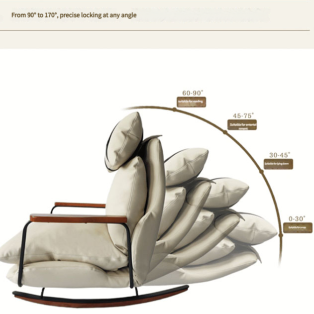 Fauteuil à bascule rétro en cuir – Rocking chair style français