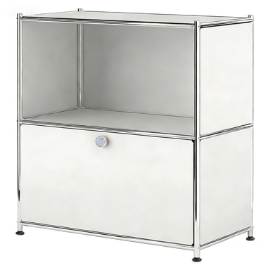 Table d'Appoint Moderne Ennio avec Coffre et Roulettes – Blanc