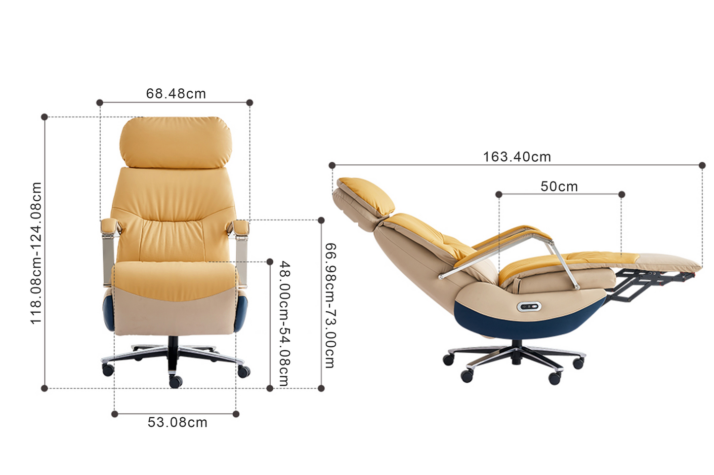 Fauteuil de bureau inclinable Carlo – Siège relax électrique en cuir