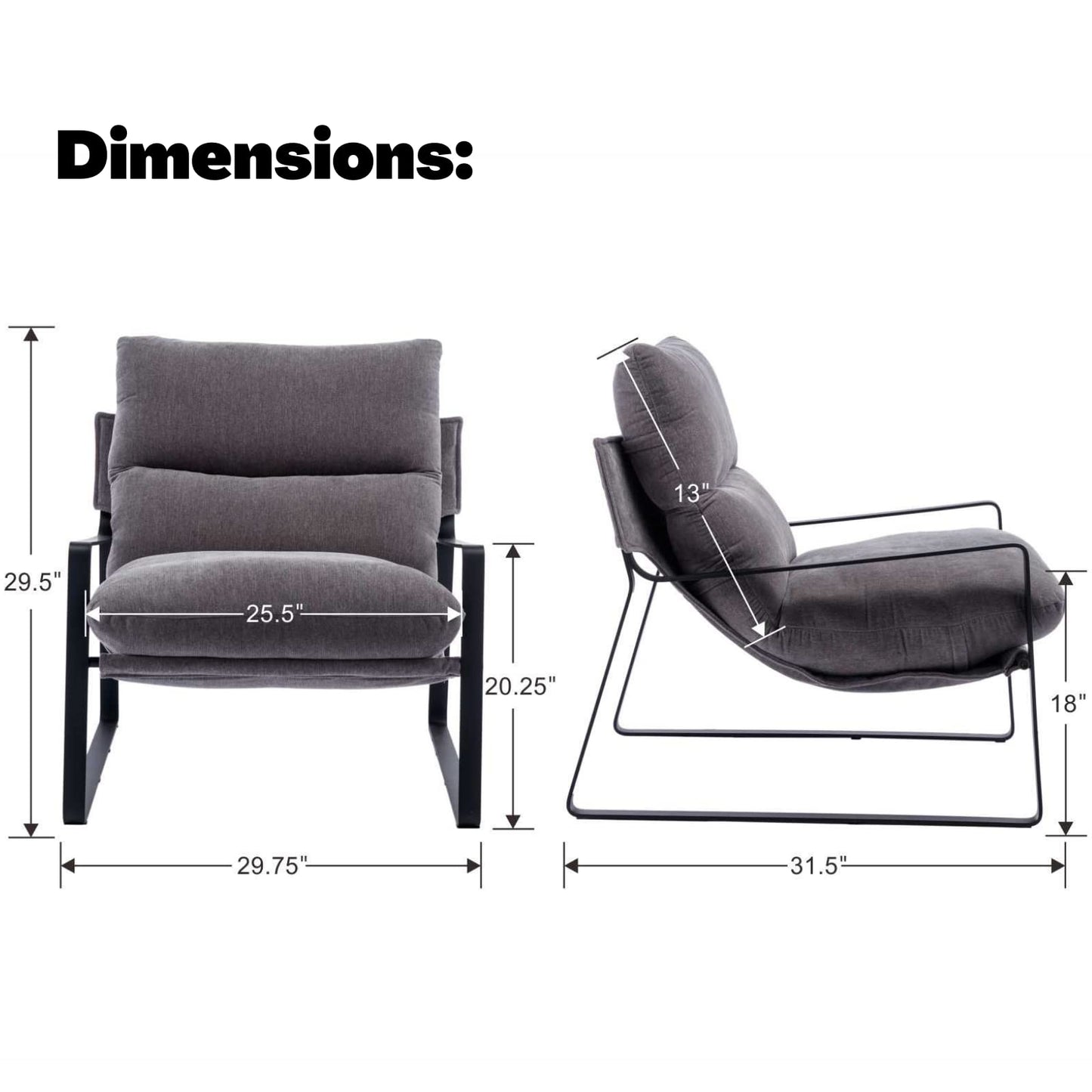 Fauteuil Lounge rembourré – Fauteuil d'appoint design et moderne