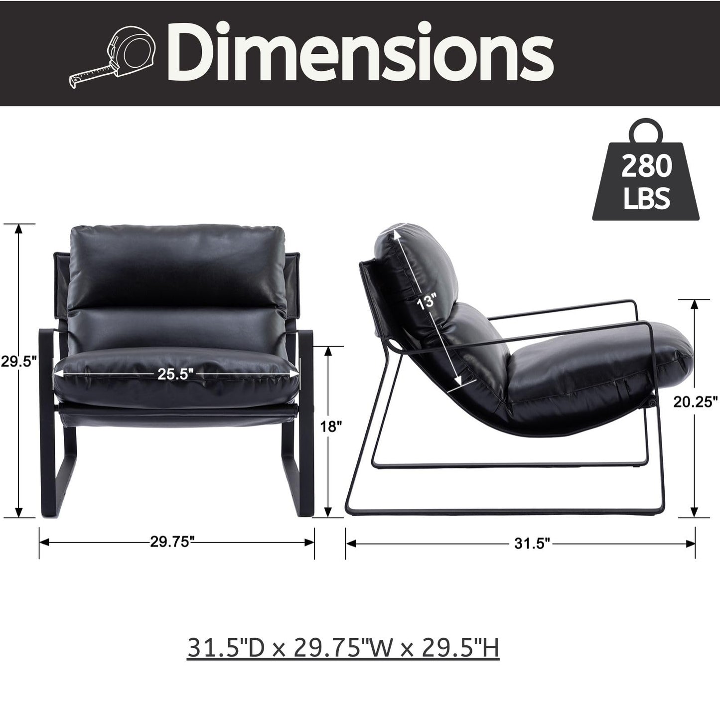 Fauteuil Lounge rembourré – Fauteuil d'appoint design et moderne
