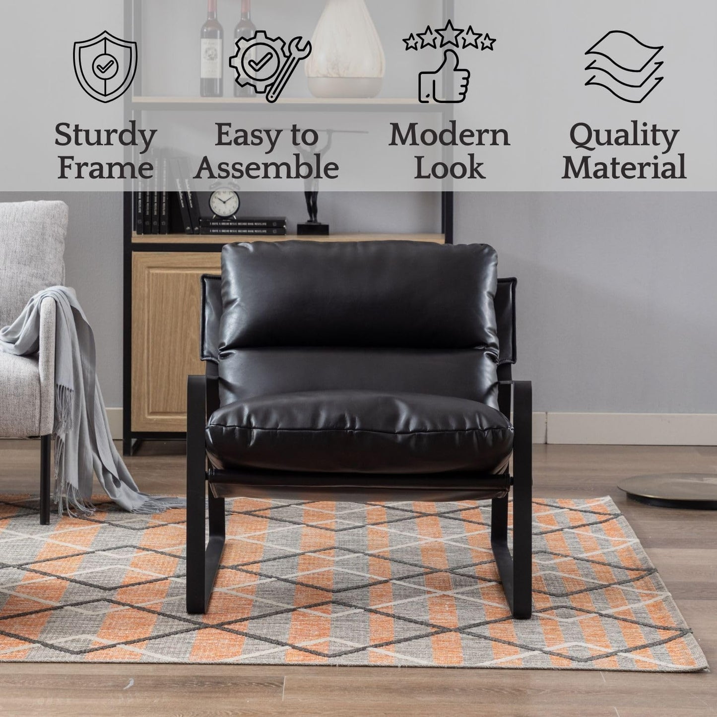 Fauteuil Lounge rembourré – Fauteuil d'appoint design et moderne