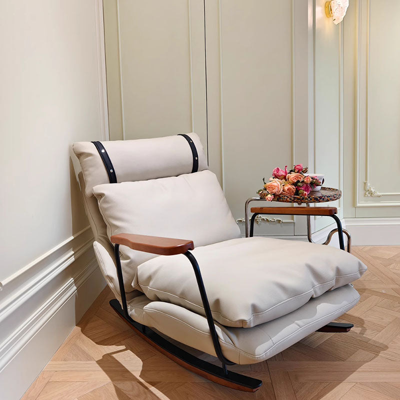 Fauteuil à bascule rétro en cuir – Rocking chair style français