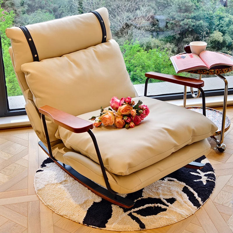 Fauteuil à bascule rétro en cuir – Rocking chair style français