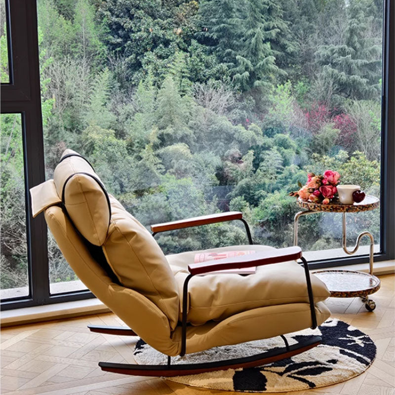 Fauteuil à bascule rétro en cuir – Rocking chair style français