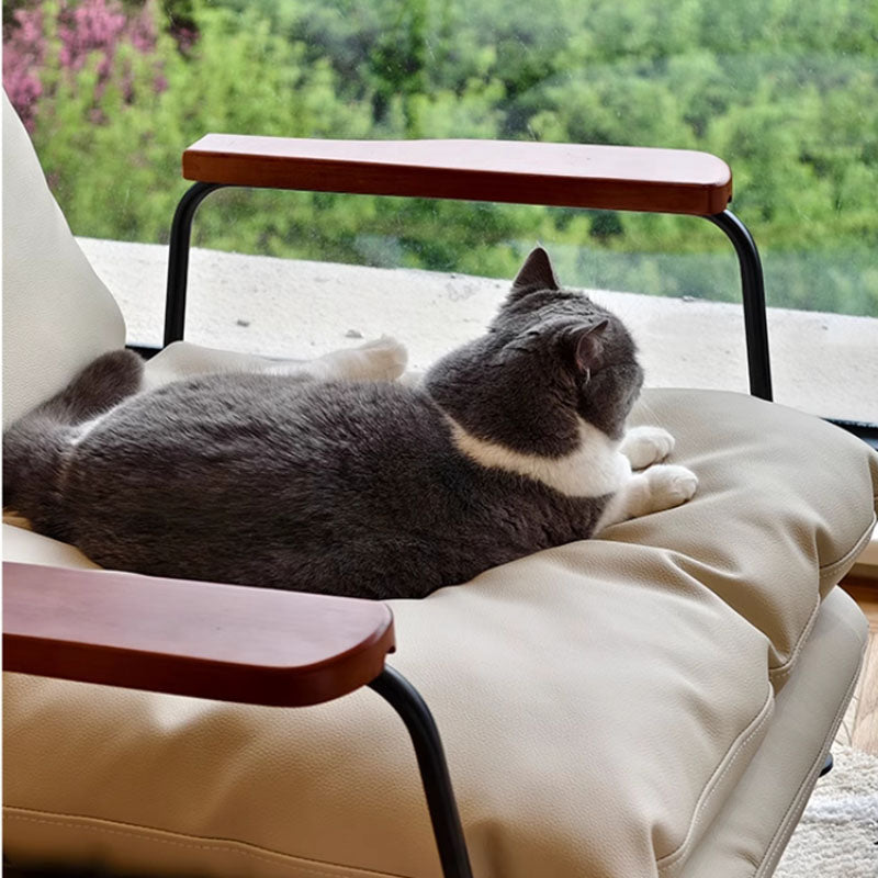 Fauteuil à bascule rétro en cuir – Rocking chair style français