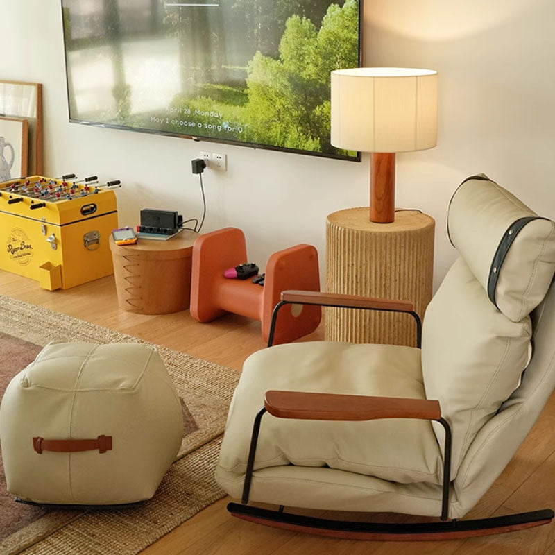 Fauteuil à bascule rétro en cuir – Rocking chair style français