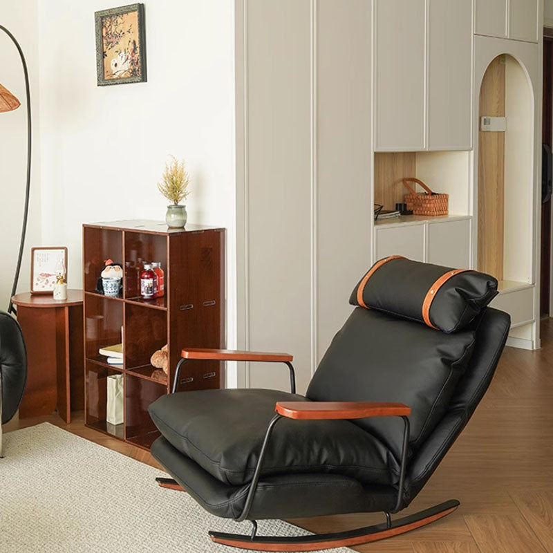 Fauteuil à bascule rétro en cuir – Rocking chair style français