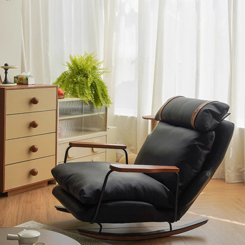 Fauteuil à bascule rétro en cuir – Rocking chair style français