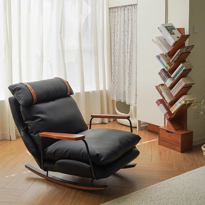 Fauteuil à bascule rétro en cuir – Rocking chair style français