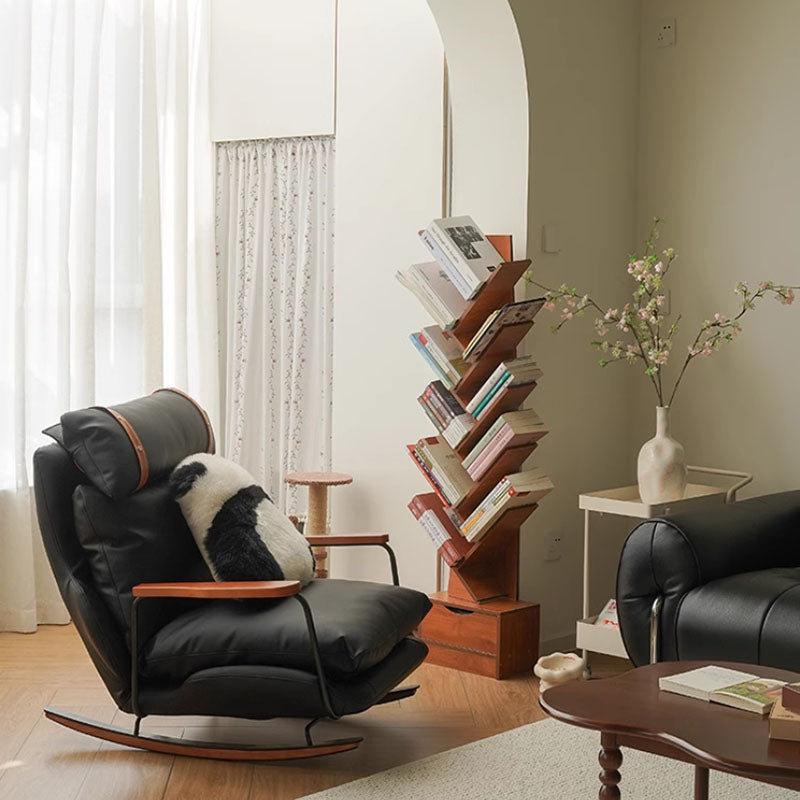 Fauteuil à bascule rétro en cuir – Rocking chair style français